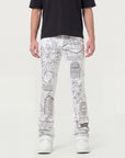 W by Waimea Men's "Las Vegas" Rhinestones (Front & Back) Stacked Fit Jeans