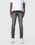 Waimea Men's Black Bleach Wash Skinny Jeans with Distressed Rips
