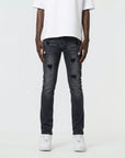 Waimea Men's Black Wash Skinny Jeans with Rips & Repair