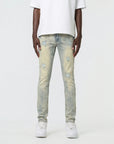 Waimea Men's Black Wash Skinny Jeans with Rips & Repair