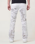 W by Waimea Men's "Las Vegas" Rhinestones (Front & Back) Stacked Fit Jeans