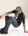 Grey Stacked Fit Coated Wax Jeans