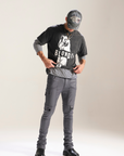 Grey Stacked Fit Coated Wax Jeans