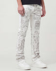 W by Waimea Men's "Las Vegas" Rhinestones (Front & Back) Stacked Fit Jeans