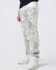 W by Waimea Men's "Las Vegas" Rhinestones (Front & Back) Stacked Fit Jeans