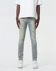 Waimea Men's Grey Wash Skinny Jeans with Rips & Repair
