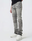 Waimea Men's Stacked Fit Jean With Distressed Graphic Print & Rhinestone Embellishments