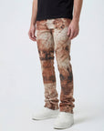 Waimea Men's Stacked Fit Jean With Distressed Graphic Print & Rhinestone Embellishments