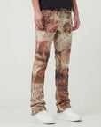 Waimea Men's Stacked Fit Jean With Distressed Graphic Print & Rhinestone Embellishments
