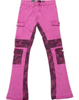 Waimea Men’s Pink Stacked Cargo Jeans with Camo Paneling