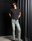 Waimea Men's Stacked Fit Jeans with Rhinestones Front and Back