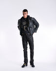 Waimea Men's Rock & Roll Wax Coated Studded Stacked Jeans