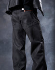 W by Waimea Men's PU Leather Baggy Fit Jeans