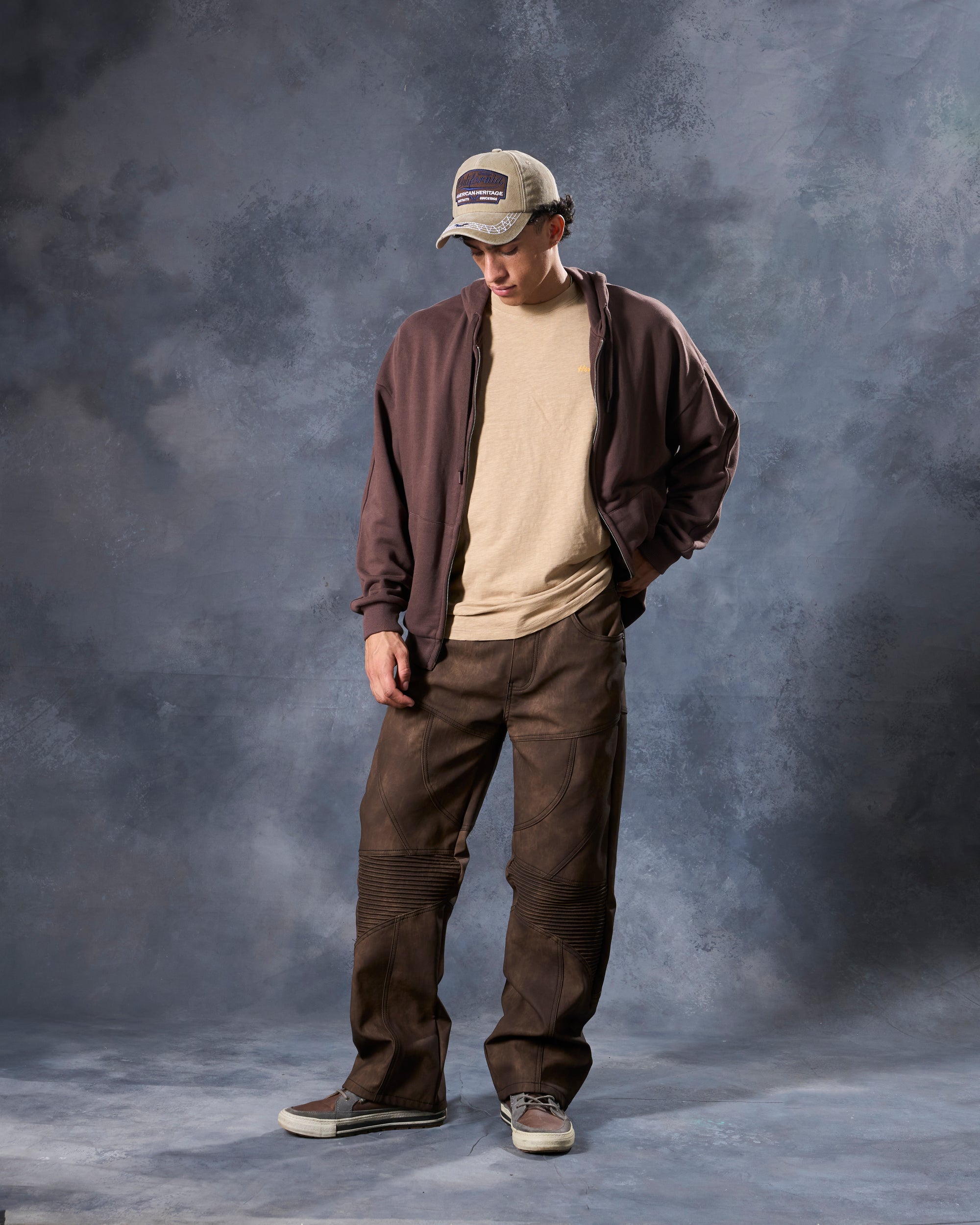 W by Waimea Men's PU Leather Baggy Fit Jeans