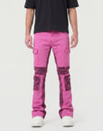 Waimea Men’s Pink Stacked Cargo Jeans with Camo Paneling