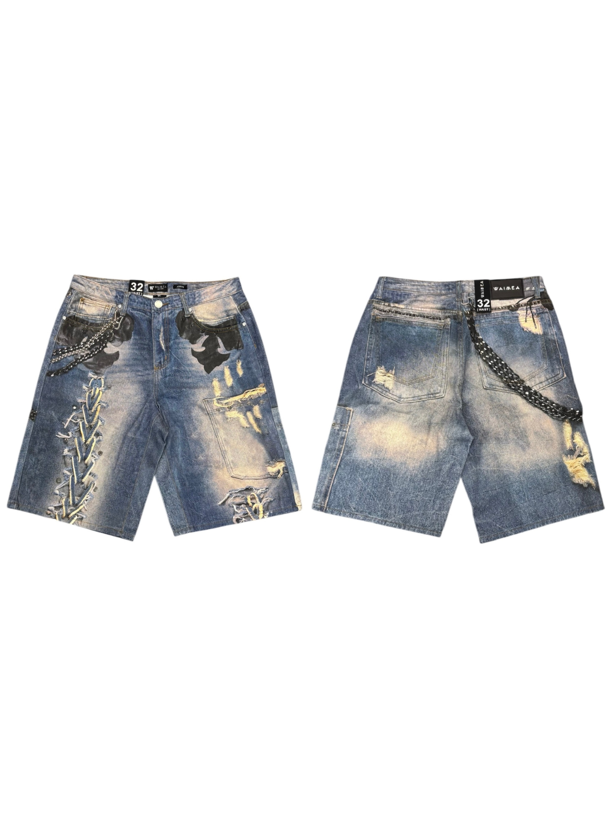 Waimea Men's Laser Print Chain Jorts – Blue Wash
