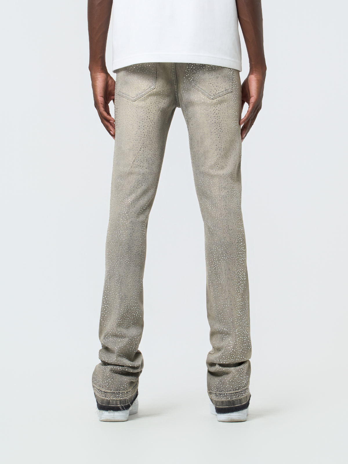 Waimea Men's Stacked Fit Jeans with Rhinestones Front and Back