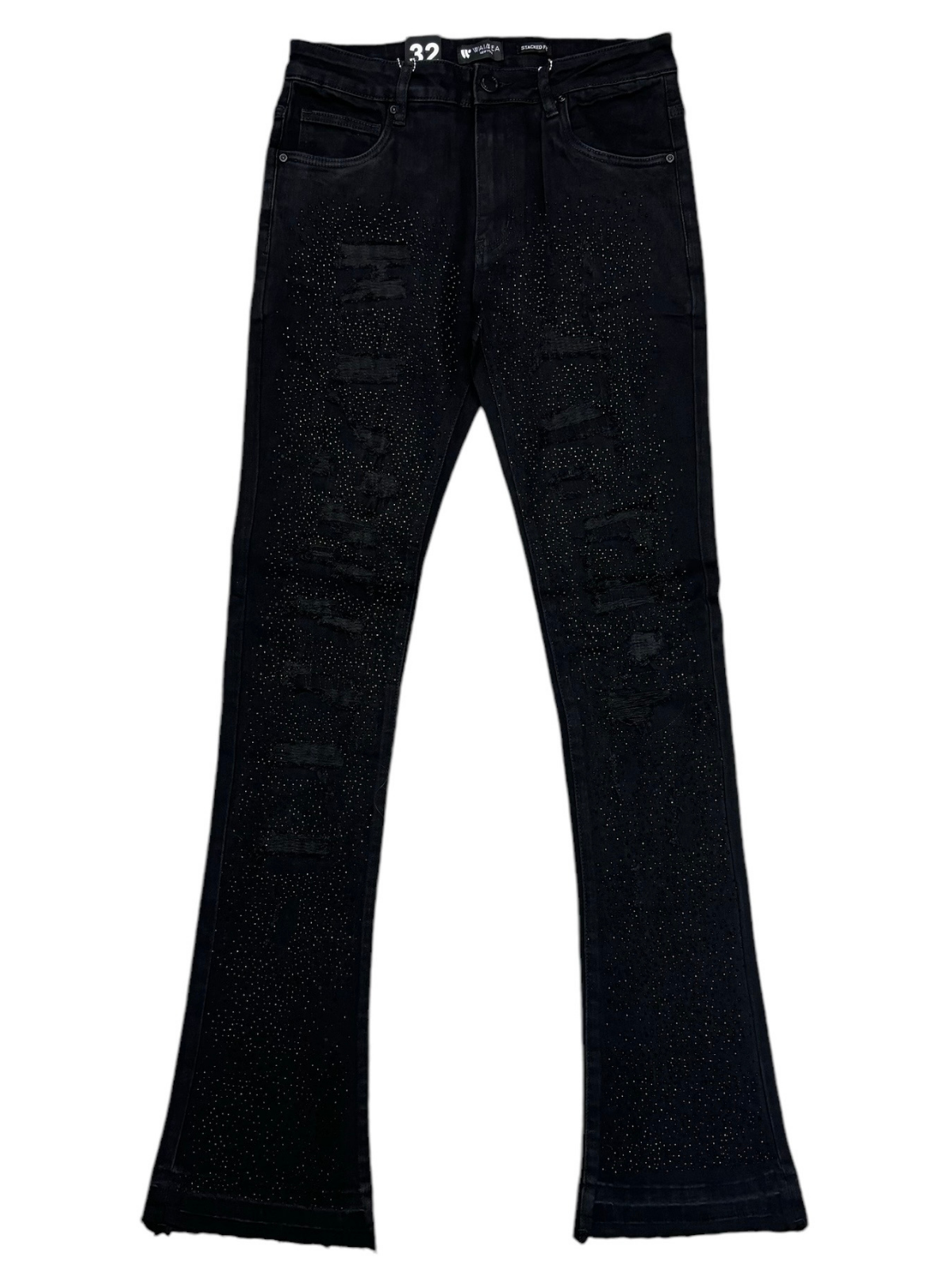 Waimea Men's Stacked Fit Jeans with Rhinestones Front and Back