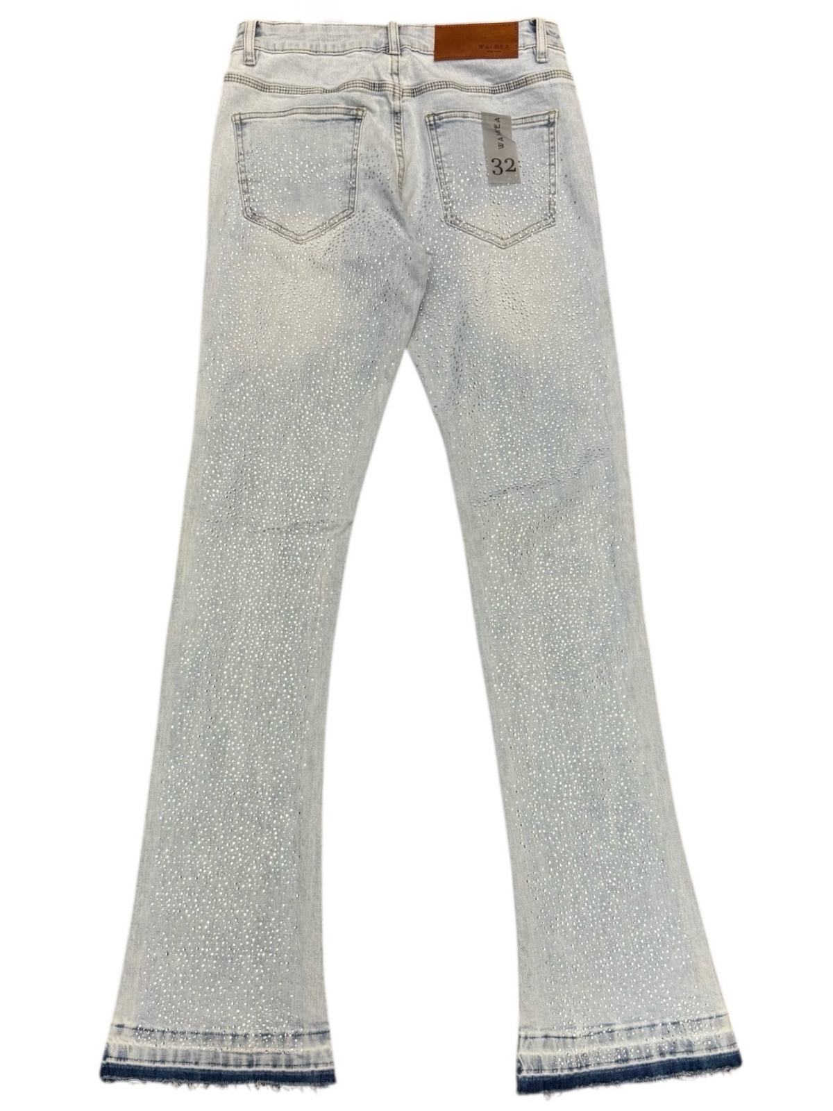 Waimea Men's Stacked Fit Jeans with Rhinestones Front and Back