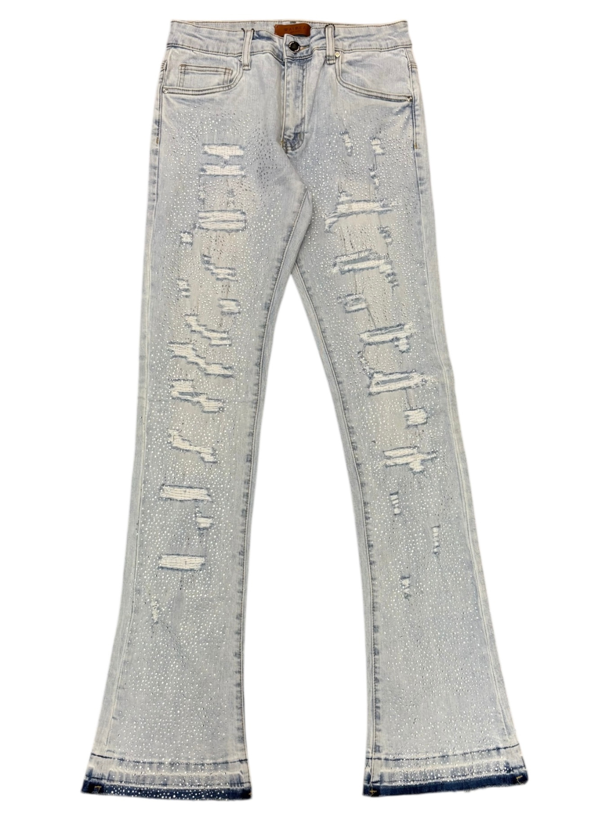 Waimea Men's Stacked Fit Jeans with Rhinestones Front and Back