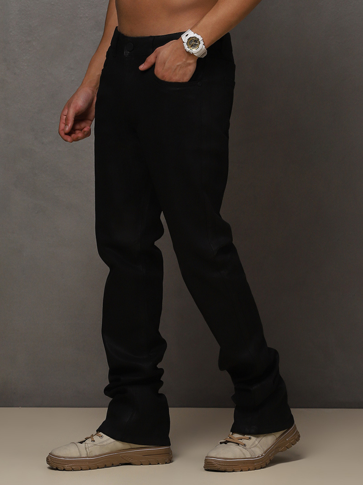 W by Waimea Men's Basic Wax Stacked Jeans
