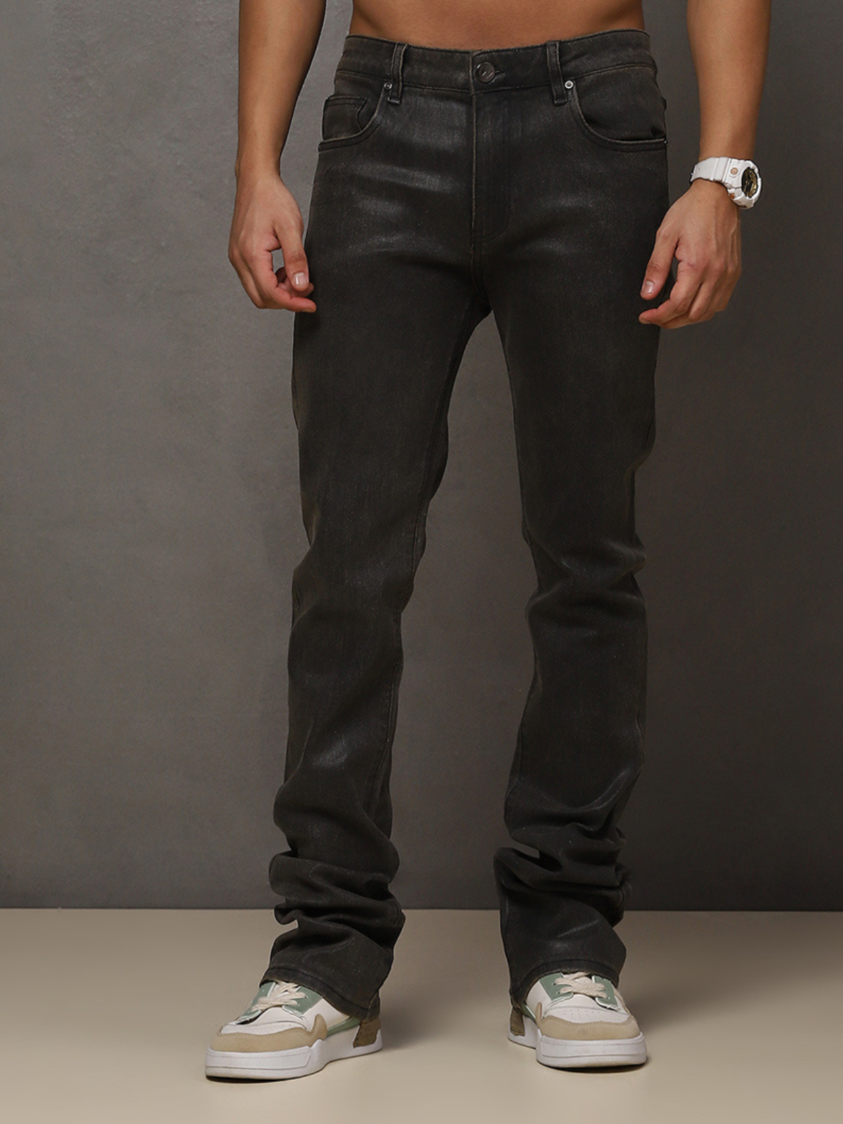 W by Waimea Men's Basic Wax Stacked Jeans