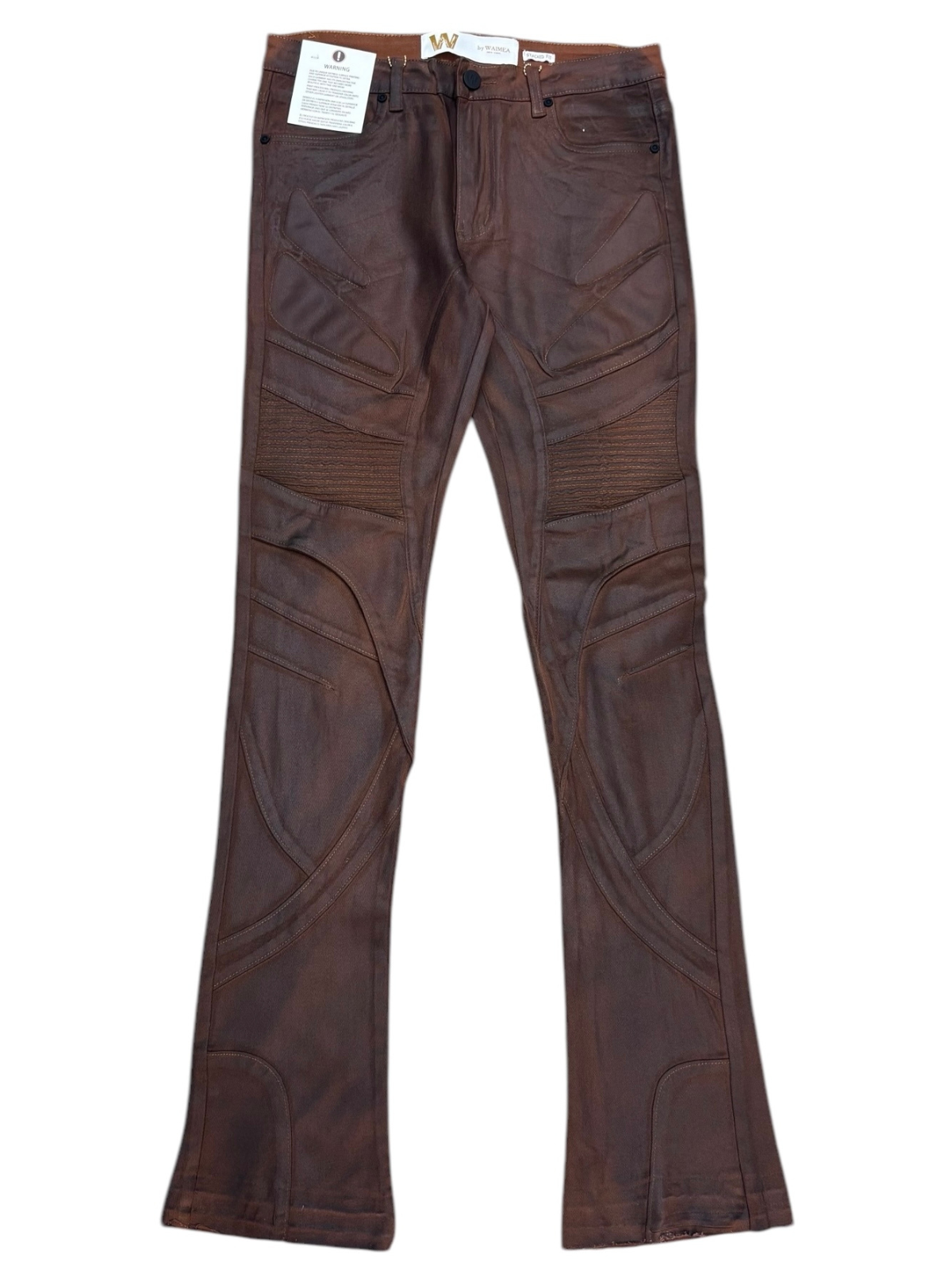 W by Waimea Men’s Stacked Fit Wax Jeans with Embossed Panels