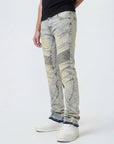 W by Waimea Men’s Stacked Fit Wax Jeans with Embossed Panels