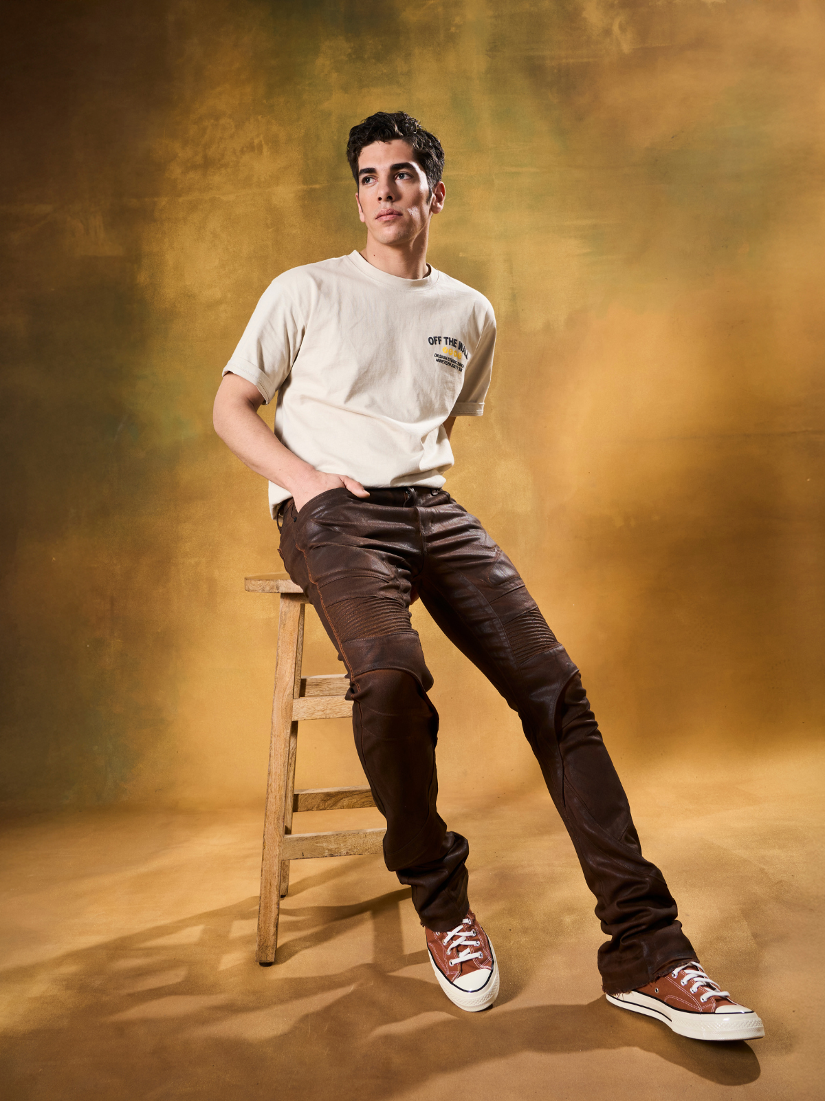 W by Waimea Men’s Stacked Fit Wax Jeans with Embossed Panels