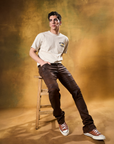 W by Waimea Men’s Stacked Fit Wax Jeans with Embossed Panels