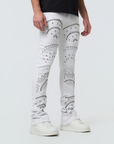 W by Waimea Men's White Studded Stacked Jeans