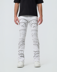 W by Waimea Men's White Studded Stacked Jeans