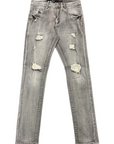Waimea Men's Grey Wash Skinny Jeans with Rips & Repair