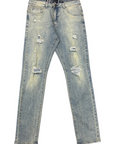 Waimea Men's Grey Wash Skinny Jeans with Rips & Repair