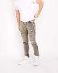 Waimea Men's Grey Wash Skinny Jeans with Rips & Repair