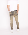 Waimea Men's Grey Wash Skinny Jeans with Rips & Repair