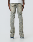 W by Waimea Men's Jet Black Silver Studded Stacked Jeans