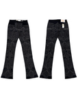 W by Waimea Men's Jet Black Silver Studded Stacked Jeans