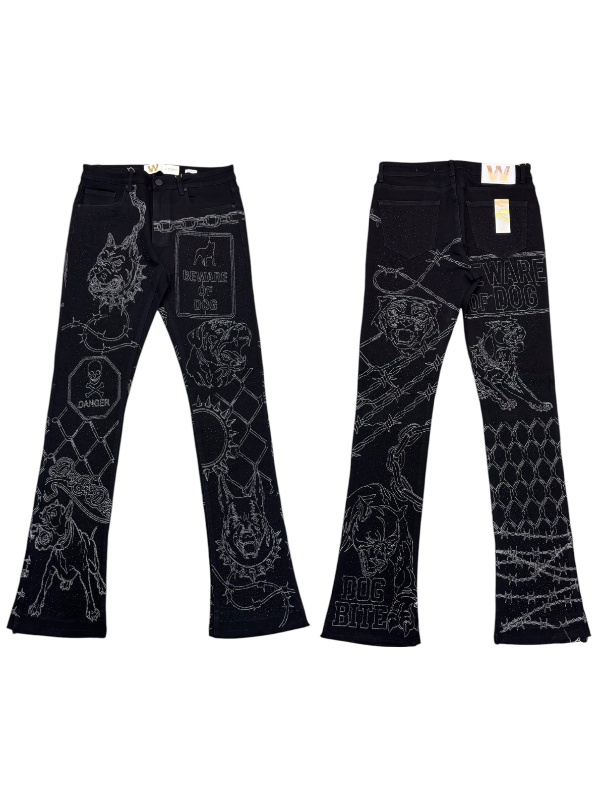 W by Waimea Men's "The Bulldog" Rhinestone Stacked Fit Jeans