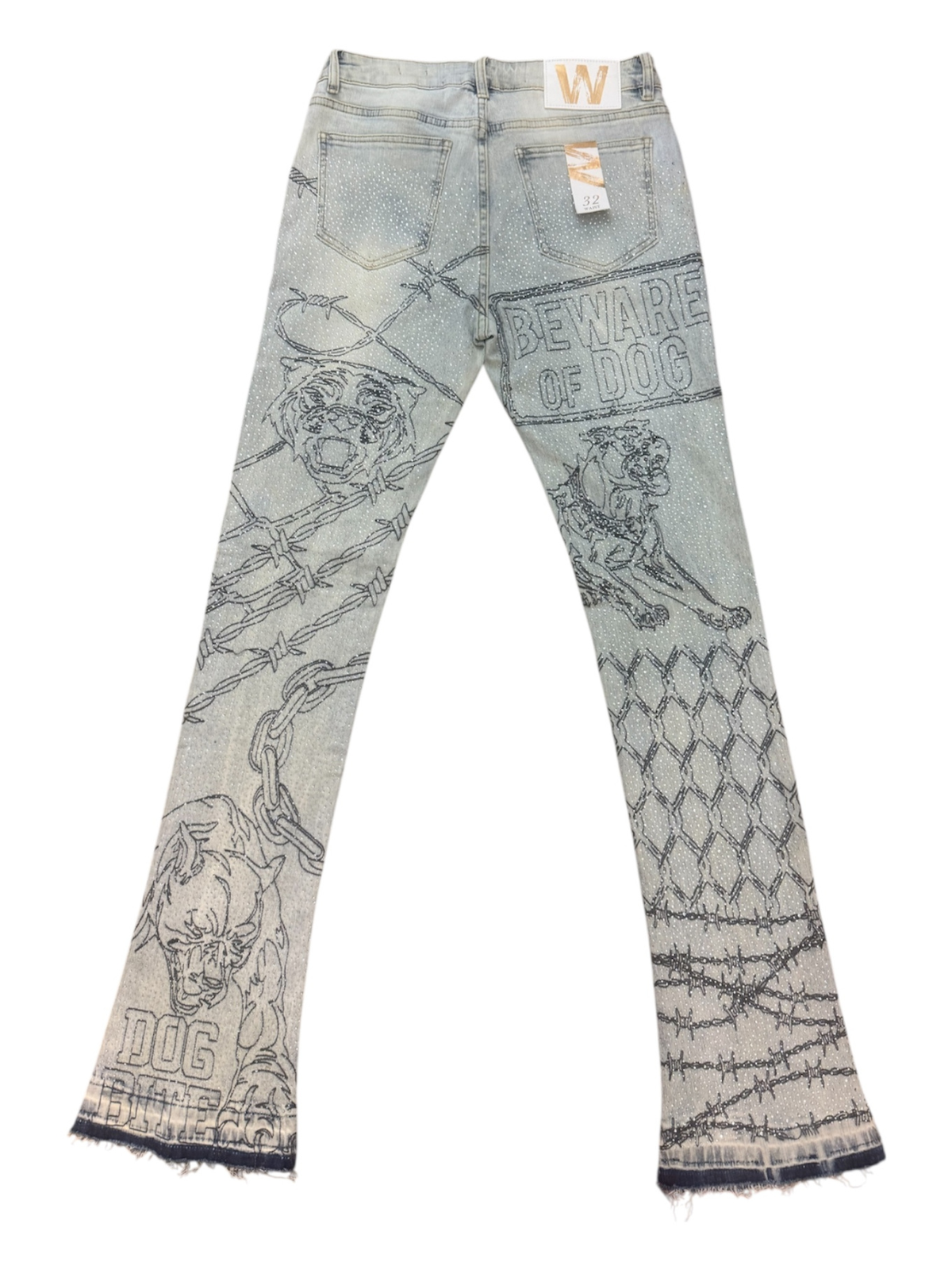 W by Waimea Men's "The Bulldog" Rhinestone Stacked Fit Jeans