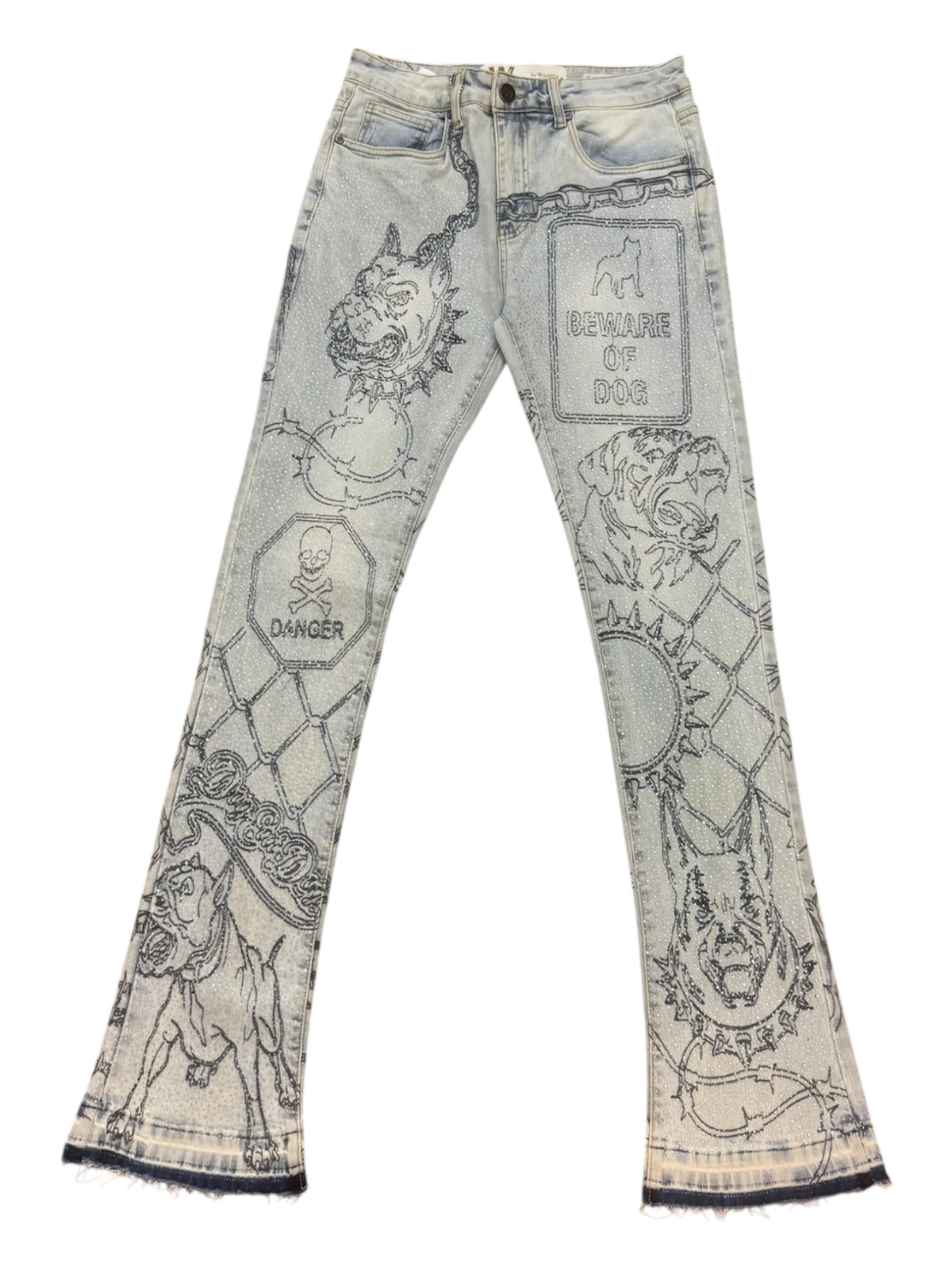 W by Waimea Men's "The Bulldog" Rhinestone Stacked Fit Jeans