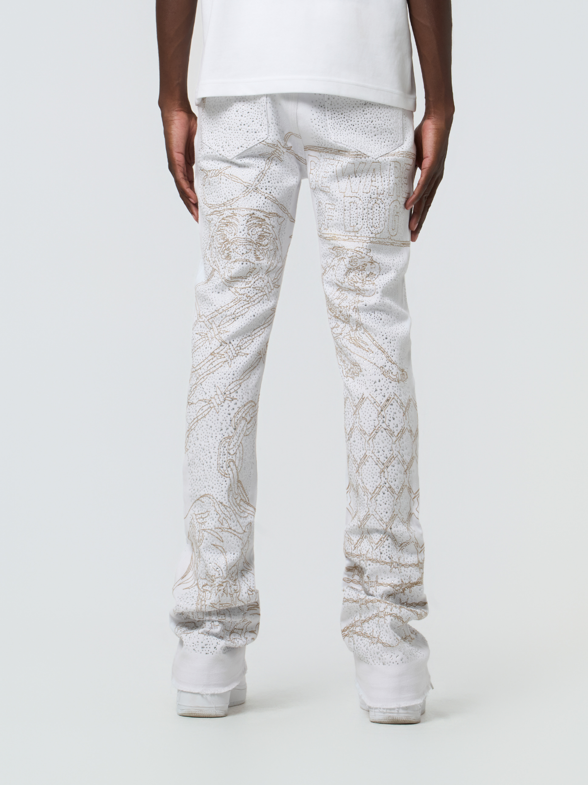 W by Waimea Men's "The Bulldog" Rhinestone Stacked Fit Jeans