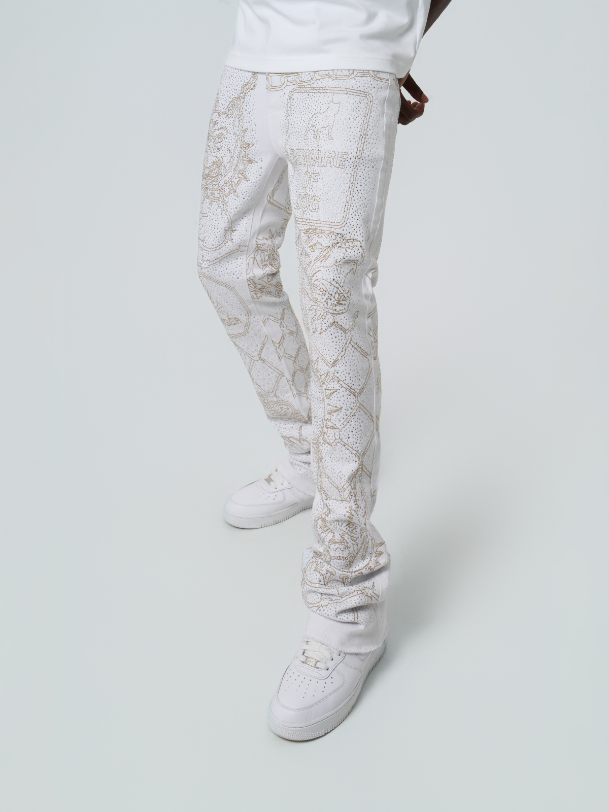 W by Waimea Men's "The Bulldog" Rhinestone Stacked Fit Jeans