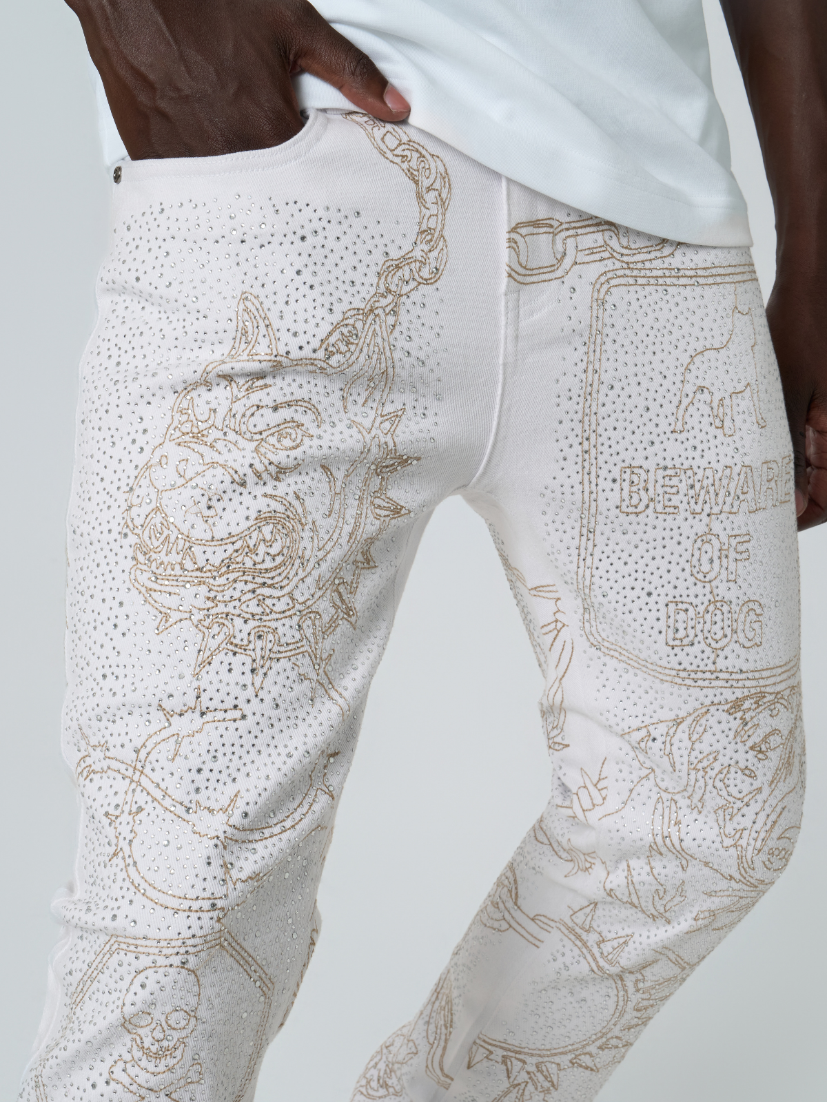 W by Waimea Men's "The Bulldog" Rhinestone Stacked Fit Jeans