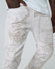 W by Waimea Men's "The Bulldog" Rhinestone Stacked Fit Jeans