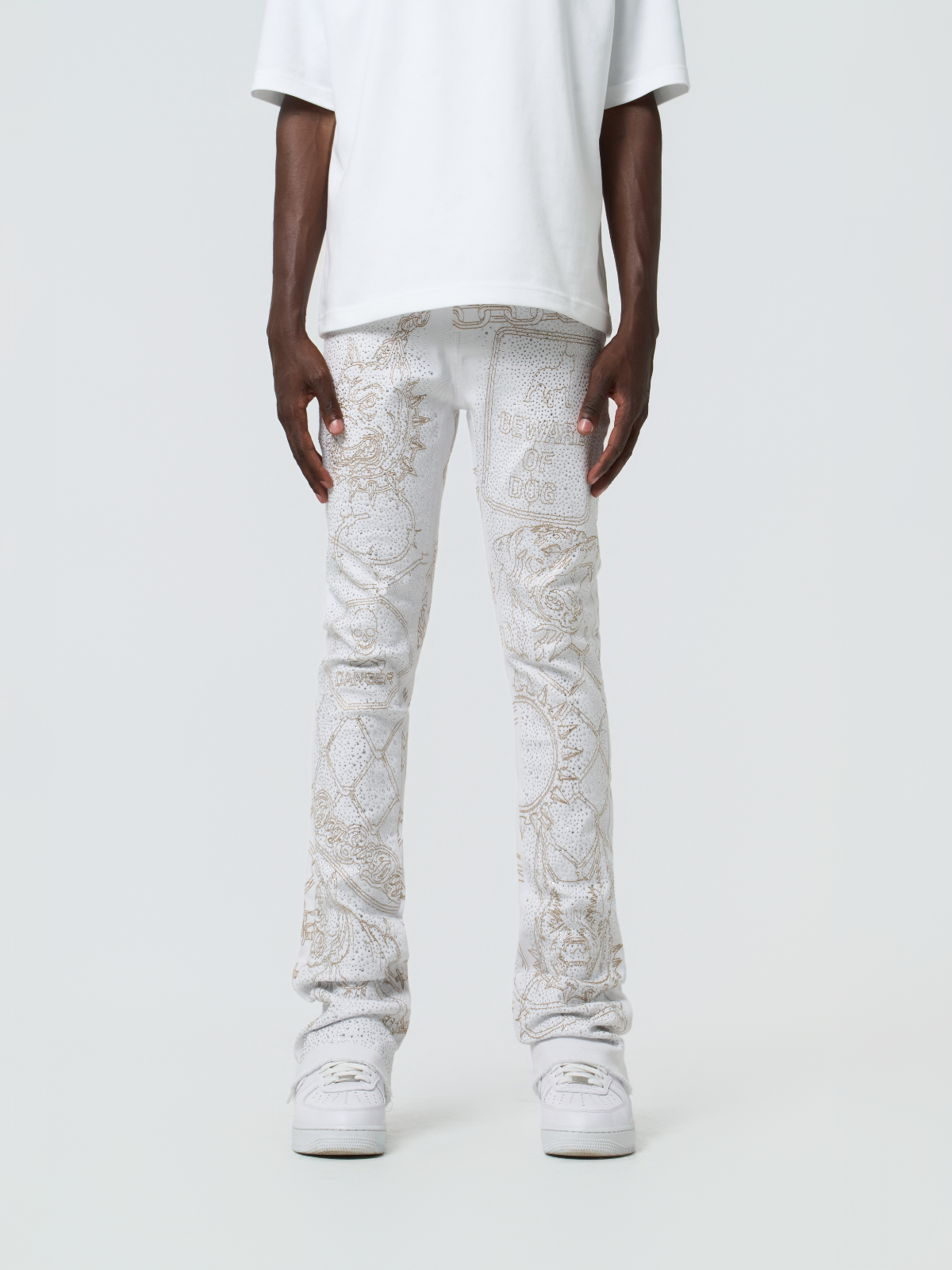 W by Waimea Men's "The Bulldog" Rhinestone Stacked Fit Jeans