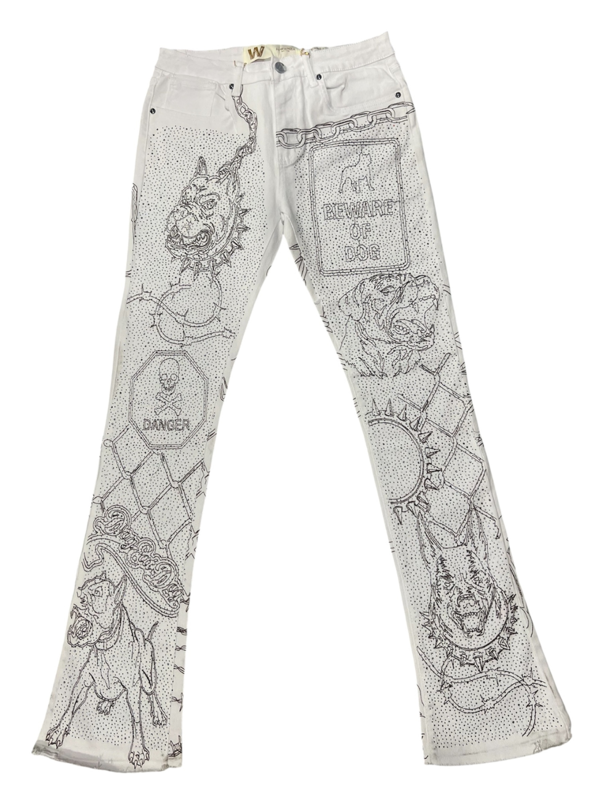 W by Waimea Men's "The Bulldog" Rhinestone Stacked Fit Jeans