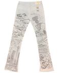 W by Waimea Men's "Las Vegas" Rhinestones (Front & Back) Stacked Fit Jeans