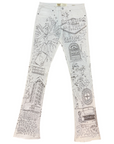 W by Waimea Men's "Las Vegas" Rhinestones (Front & Back) Stacked Fit Jeans