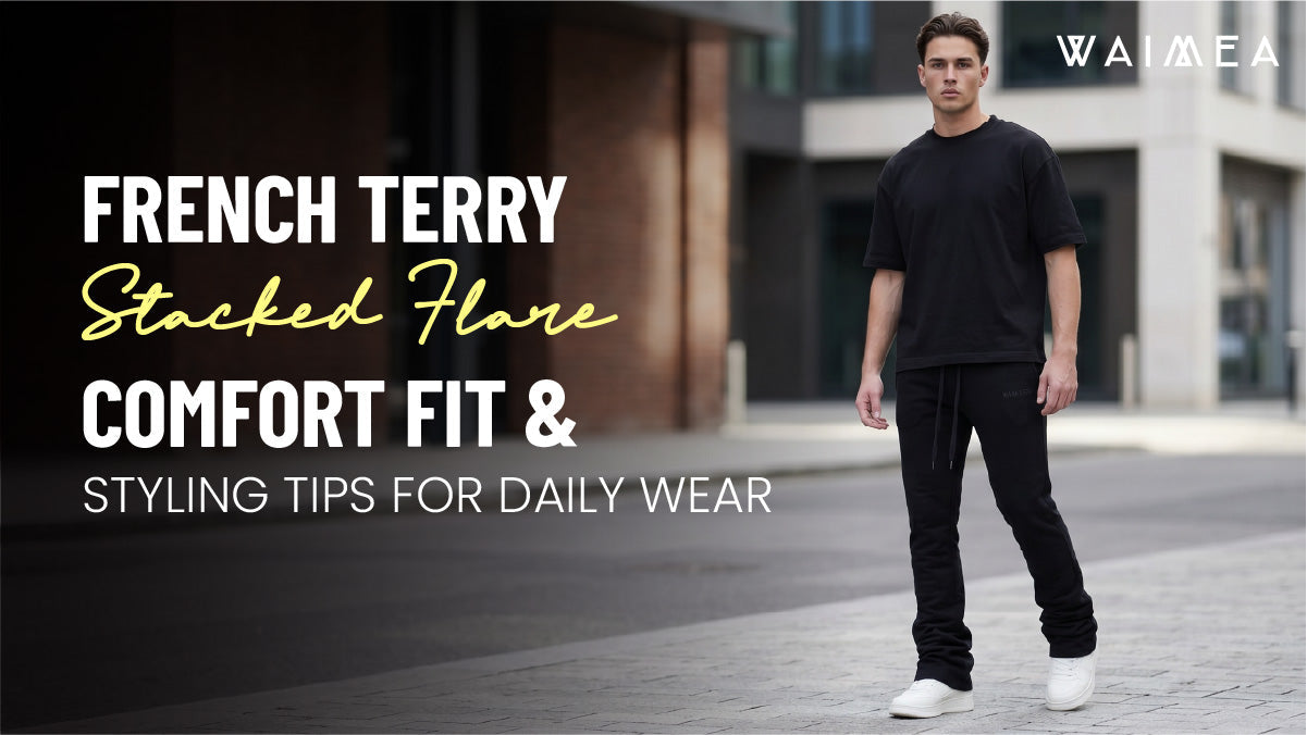 french terry stacked flare jeans